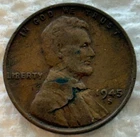 1945 S US Lincoln Wheat Cent Penny Error Coin Surface Peel Lamination Break
