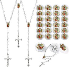 24 PCS White Rosary Beads Bulk For Baptism Favors,Lady 24 Pack,