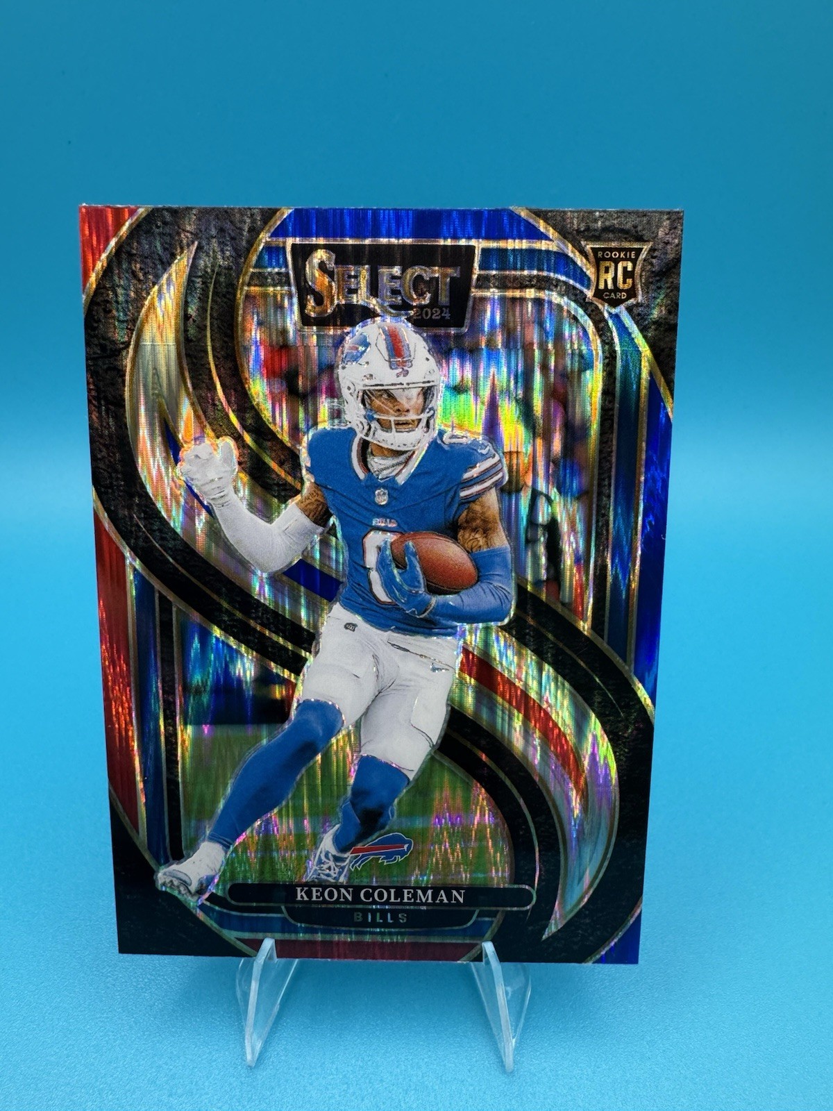💥Keon Coleman 2024 Select Premier RC Red and Blue Prizm Shock #153 Bills💥