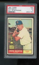 1961 Topps #35 Ron Santo ROOKIE RC Chicago Cubs EX PSA 5 Graded Baseball Card. rookie card picture