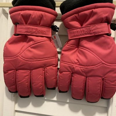LL BEAN Kids  Thinsulate Winter Ski Gloves  Size Large Hot Pink/Black. NEW