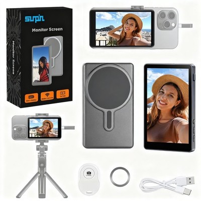 Vlog Selfie Monitor Screen, Wireless 4K/1080p Back Camera Monitor for iPhone ...