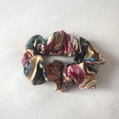 EMILIO PUCCI Silk Scarf Scrunchie Hair Accessory Upcycled Authentic Print