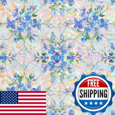 Somwise Window Privacy Film Stained Glass Decorative Static Cling Window Tint