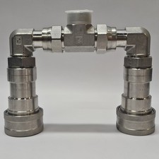 Parker Quick Connect Hydraulic Hose Splitter Tee Stainless Steel Pre Owned Nice!