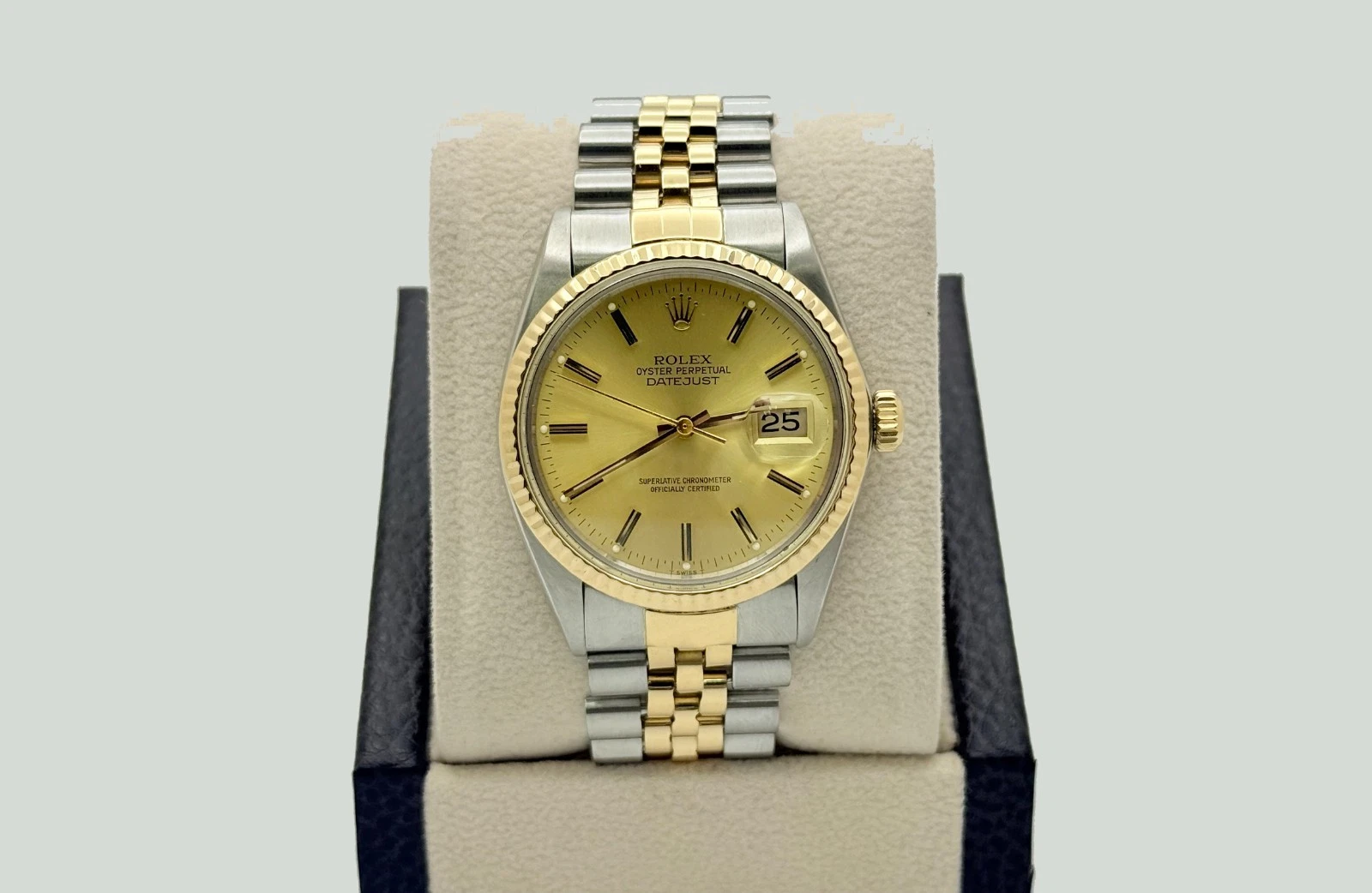 Rolex Datejust 16013 36mm Champagne Dial 18k Yellow Gold Stainless Steel Jubilee