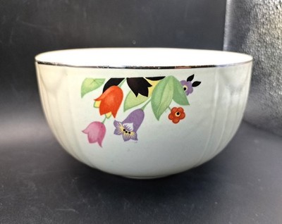 Vintage 1930s Hall CROCUS 6.25'' Mixing Bowl, Radiance Shape, Platinum Trim