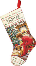 Counted Cross Stitch Kit, Waiting for Santa Stocking