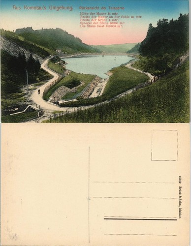 Postcard Komotau Chomutov Rückansicht der Talsperre 1913