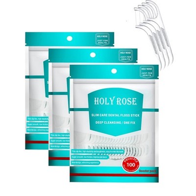Travel Dental Floss Picks,Refill Bagged Floss Sticks,Holy Rose High Toughness Ad