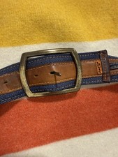 1970's Levi's Orange Tab Leather and Denim Belt No Buckle Vintage USA 42