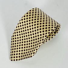 Vintage Brooks Brothers Makers 100 Silk Neck Tie Yellow W/Red  Black Circles