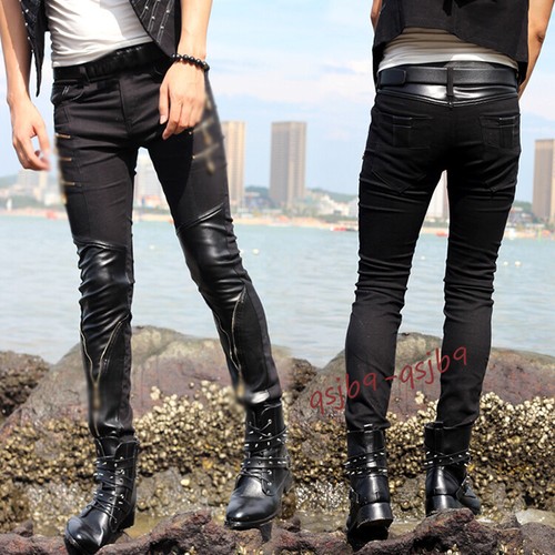 Fashion Mens Punk Rock Faux Leather 