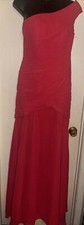 MORI LEE RED ONE SHOULDER Pleated Mermaid Bridesmaid/ FORMAL Maxi GOWN Sz 8