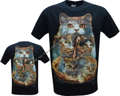 Ladies Womens Kittens Cat Cute animal T Shirt Front & Back Print M - 3XL