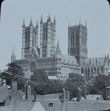 Magic Lantern Slide Photo Lincoln Cathedral From SW By GW Wilson