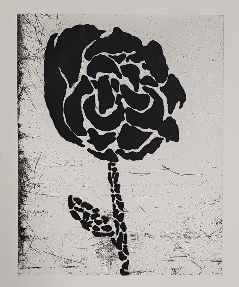 Gravura original em papel "FLOWER" Donald Baechler ASSINADA - Imagem 2 de 4