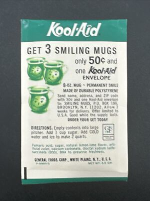 Vintage Unopened Packet Kool-Aid LEMON LIME NO SILLY SENTENCE 3 mugs offer inste