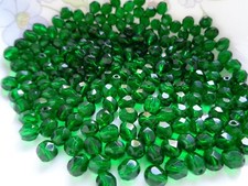 Czech Fire Polished 6mm Faceted Glass Beads 50pc Emerald Jewelry FREE POSTAGE