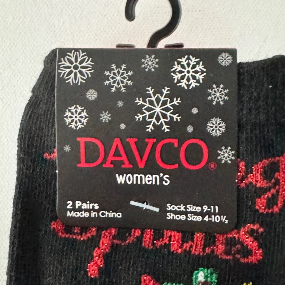 Davco Mujer 2 Pares Navidad Calcetín Set Zapato Talla 4-10 Vino Kitschy Foto 2 de 4
