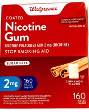 Walgreens Nicotine Polacrilex Gum 2 MG Coated Cinnamon Flavor - 160 Pieces
