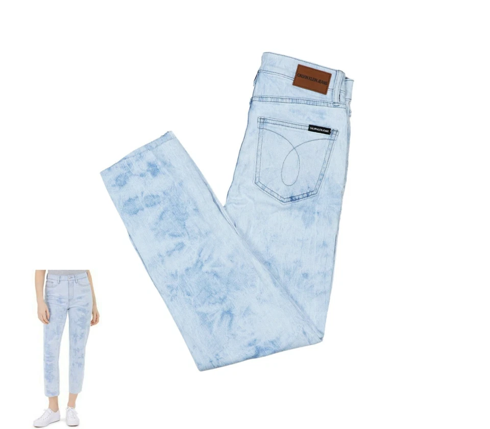 Calvin Klein Hi Rise Straight Leg 27" Inseam Women's Denim Jeans NWT Faded Tide