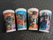 1992 Batman Returns McDonalds Promotional Plastic Cup Lot of 4 Cat Woman Penguin
