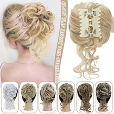 Curly Highlight Claw Chignon Messy Bun Updo Clip in Hairpiece Extension Ponytail