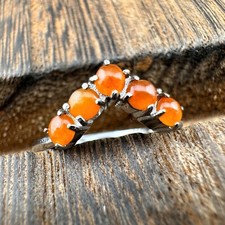 Adjustable Grade A Burma Jadeite Ring with S925 Sterling 5 Gemstones