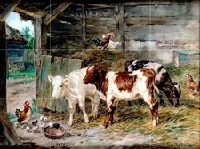 16 x 12 Cattle and Chickens Tile Mural Kitchen Bathroom Backsplash