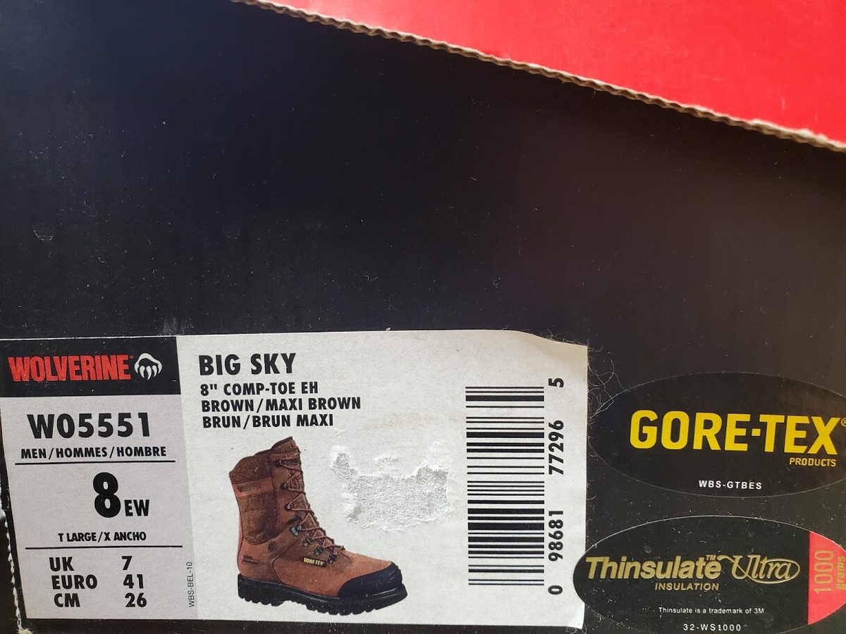 NEW MENS WOLVERINE BIG SKY BROWN W05551 COMPOSITE TOE WORK 