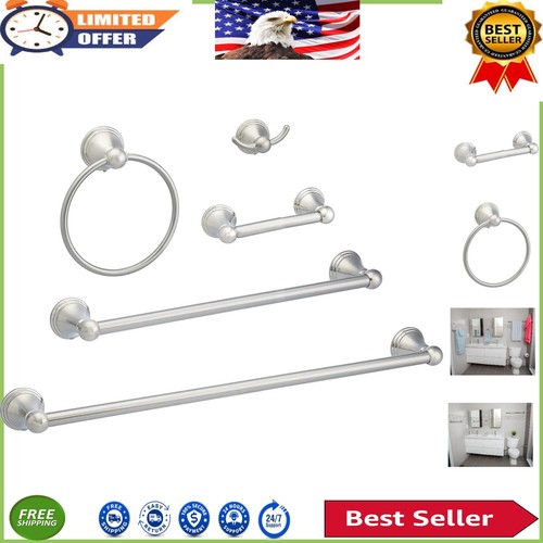 Modern Satin Nickel Bathroom Hardware Set - Complete 5 Piece Essentials