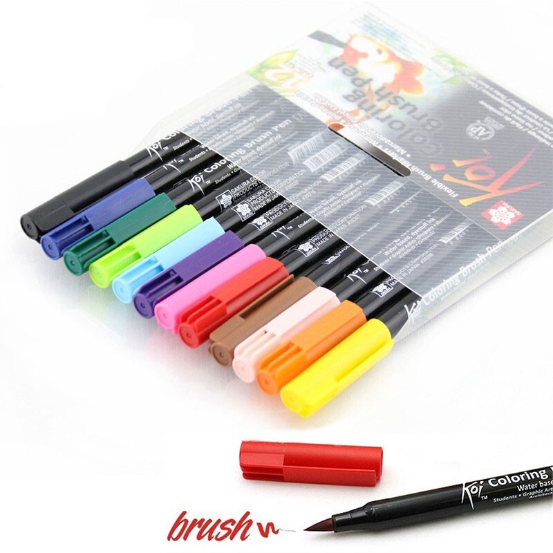Sakura XBR-12 Koi Watercolor Coloring Brush Pen Set, 12 Count