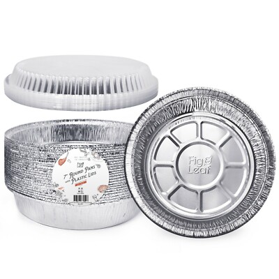 Fig & Leaf (360 Pack) Premium 7-Inch Round Foil Pans Plastic Dome LID