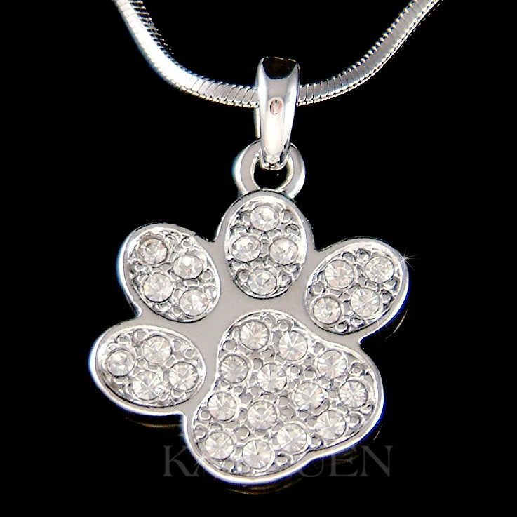 Paw Print made with Swarovski Crystal Dog KITTY CAT Puppy Pawprint
