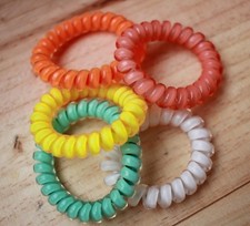 5pcs Fall Gel Stretch Plastic Spiral Phone Cord Hair Ties Band Coil High Quality