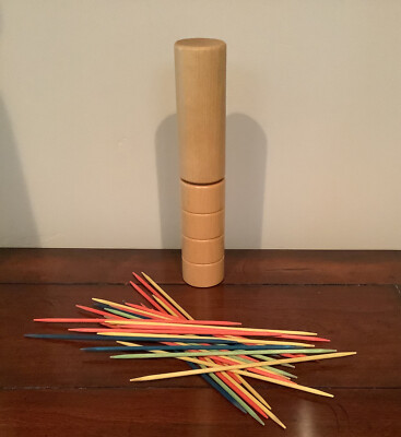 Vintage Eddie Bauer Pick up Sticks Travel Game Wood Storage Case Camp Family