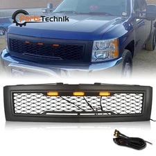 For 07-13 Chevy Silverado 1500 Matte Black Front Bumper Mesh Upper LED Grille