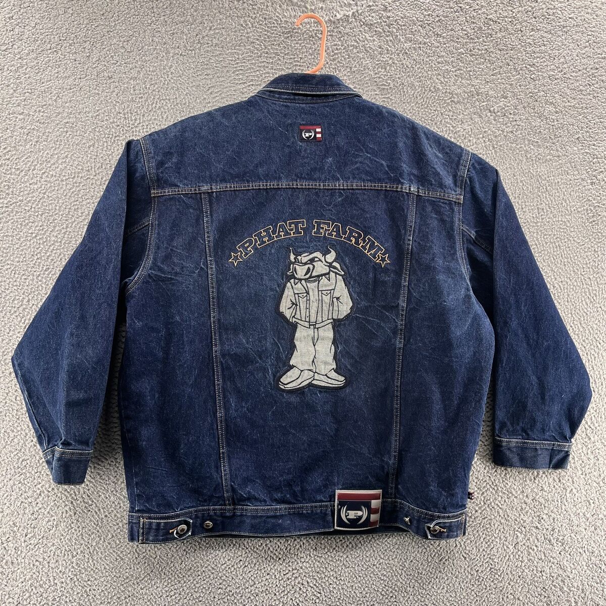 VINTAGE Phat Farm Jacket Men 3XL XXXL Blue Denim Jean Street VINTAGE Phat Farm Jacket Men 3XL XXXL Blue Denim Jean Street