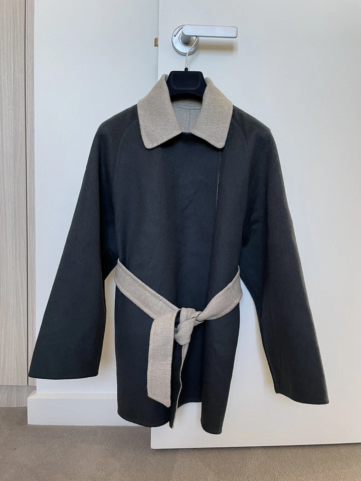 NEW Max Mara 'Kaya' wool angora reversible short coat blue grey taupe Size 3 - Image 4 of 4