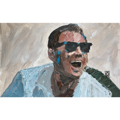 ORIGINAL Impasto Wolf Of Wall Street Meme Laugh Pop Art Painting Movie 11x17''