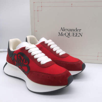 Alexander McQueen Sprint Runner Platform Sneakers Red Suede Size 40 NEW