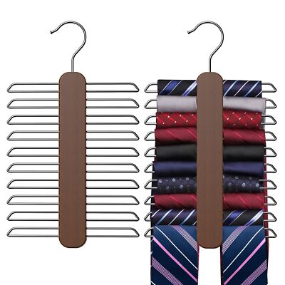Wooden Tie Hanger Organizer Rotating Hanger 20 Storage Hooks for Closet