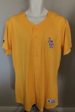 Russell Athletic Mens LSU BASEBALL JERSEY L Nylon Shirt TIGERS Large Louisiana
