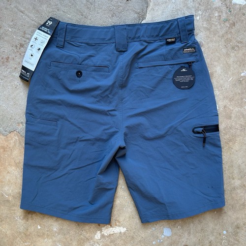 New O’Neill TRVLR Expedition Series Hybrid Shorts Blue Cordura Stretch Size 29