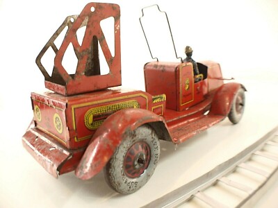 RARE CAMION POMPIERS CHARLES ROSSIGNOL CR 3005 TÔLE Lg 45cm