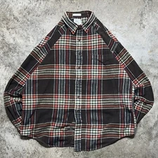 Field Gear Plaid Vintage Button Down Flannel Shirt Mens XL Brown Long Sleeve