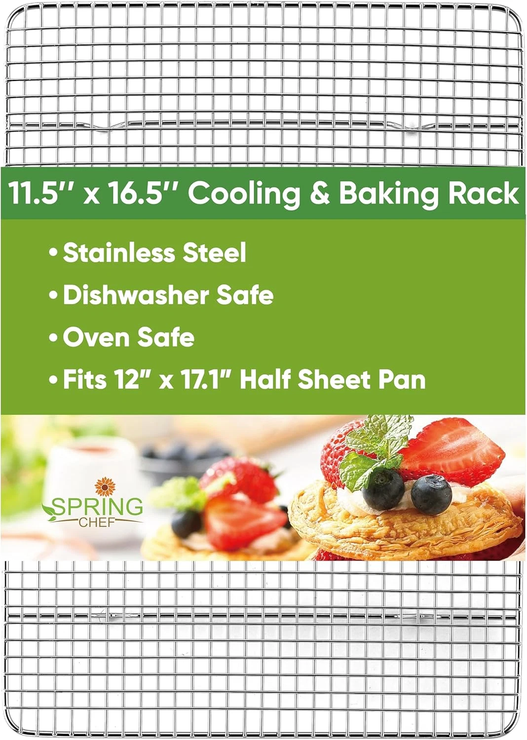 11.5" x 16.5" Stainless Steel Cookie Cooling Rack - Oven Safe - Baking Rack for