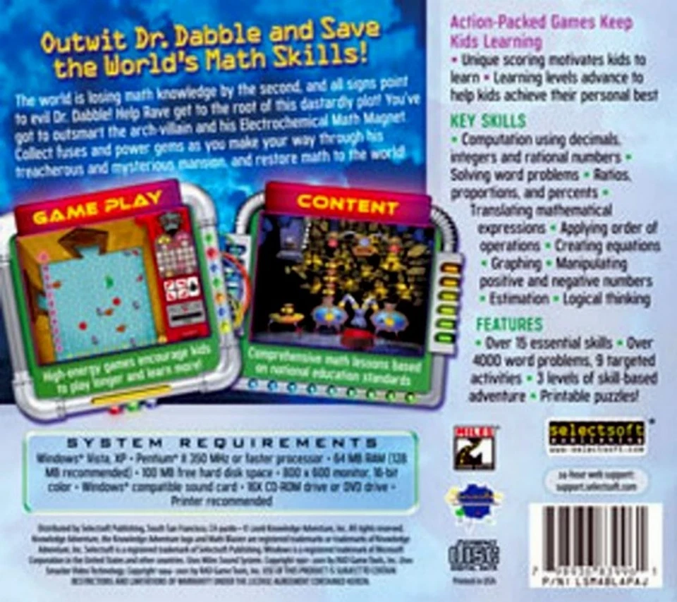 Math Blaster Pre-Algebra Edutainment PC Software + Snowman Gift Box Mailer Combo - Image 3 of 4