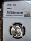 1951-S Washington Silver Quarter MS67 Blast White